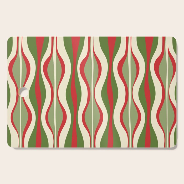 Mod Christmas - Retro Hourglass Abstract Pattern in Green, Red, and Cream  Cutting Board Gallery Image 1