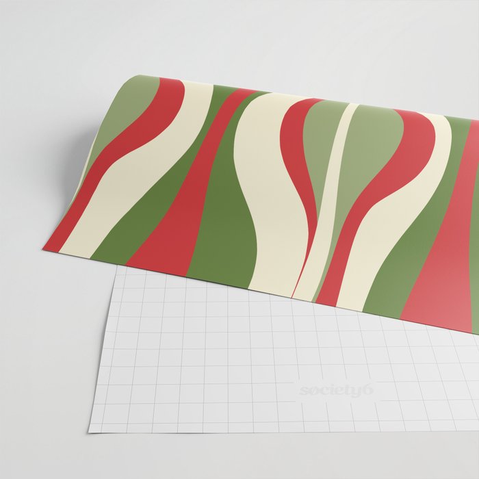 Mod Christmas - Retro Hourglass Abstract Pattern in Green, Red, and Cream  Wrapping Paper Gallery Image 2