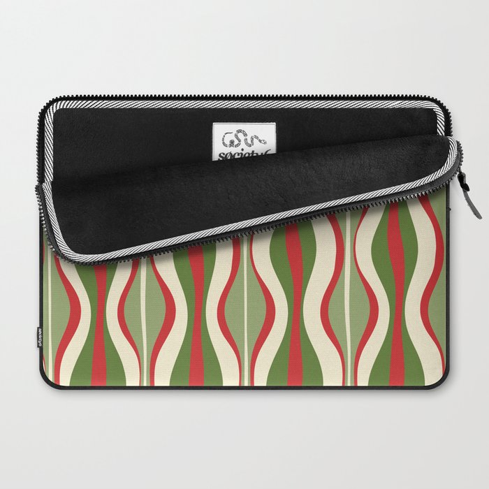 Mod Christmas - Retro Hourglass Abstract Pattern in Green, Red, and Cream  Laptop Sleeve Gallery Image 2