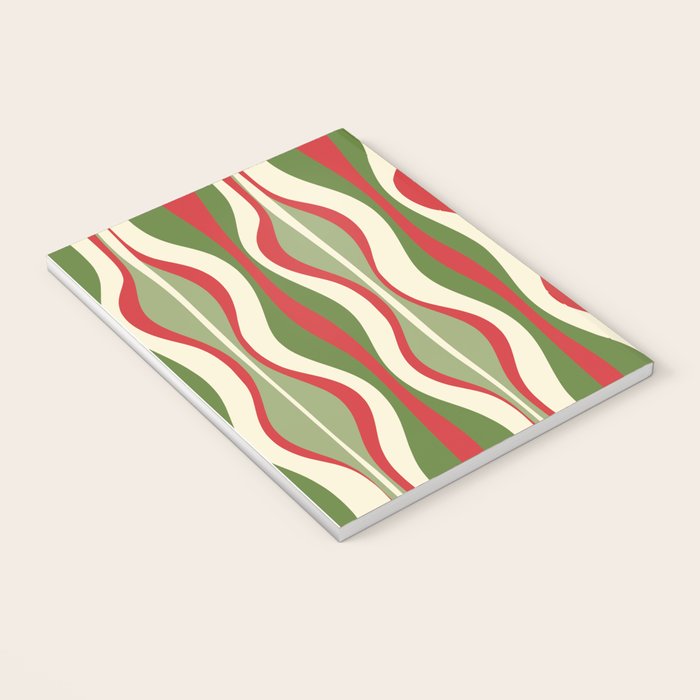 Mod Christmas - Retro Hourglass Abstract Pattern in Green, Red, and Cream  Notebook Gallery Image 3