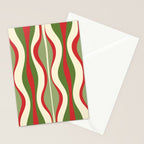 Mod Christmas - Retro Hourglass Abstract Pattern in Green, Red, and Cream  Stationery Card Gallery Image 2