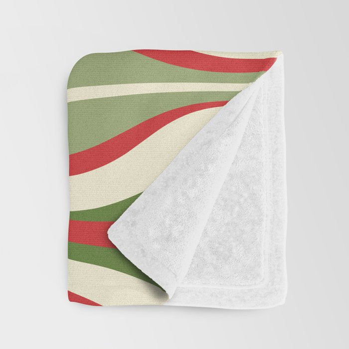 Mod Christmas - Retro Hourglass Abstract Pattern in Green, Red, and Cream  Throw Blanket Gallery Image 3