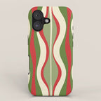 Mod Christmas - Retro Hourglass Abstract Pattern in Green, Red, and Cream  iPhone Case Gallery Image 1
