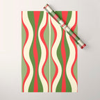 Mod Christmas - Retro Hourglass Abstract Pattern in Green, Red, and Cream  Wrapping Paper Gallery Image 1