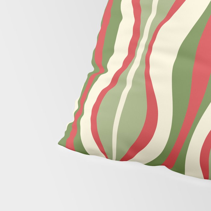 Mod Christmas - Retro Hourglass Abstract Pattern in Green, Red, and Cream  Pillow Sham Gallery Image 4