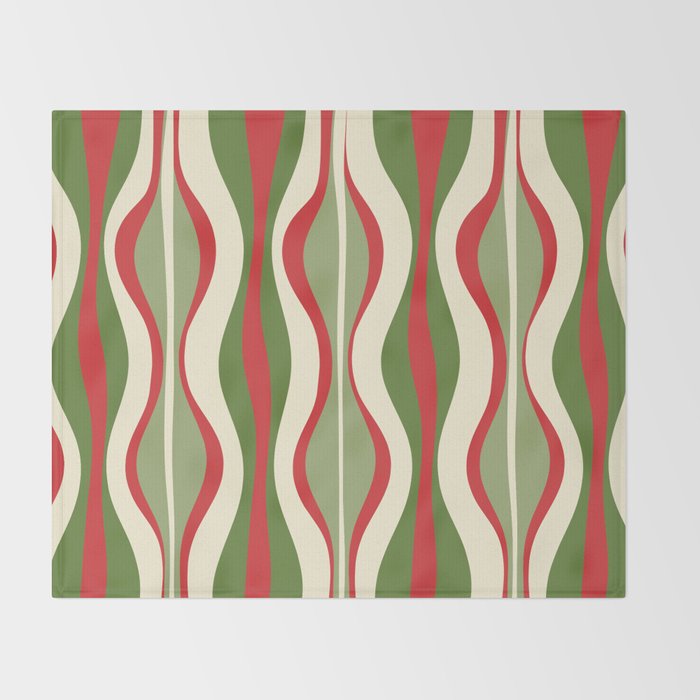 Mod Christmas - Retro Hourglass Abstract Pattern in Green, Red, and Cream  Throw Blanket Gallery Image 2