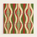 Mod Christmas - Retro Hourglass Abstract Pattern in Green, Red, and Cream  Wood Wall Art Gallery Image 1