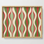Mod Christmas - Retro Hourglass Abstract Pattern in Green, Red, and Cream  Serving Tray Gallery Image 1