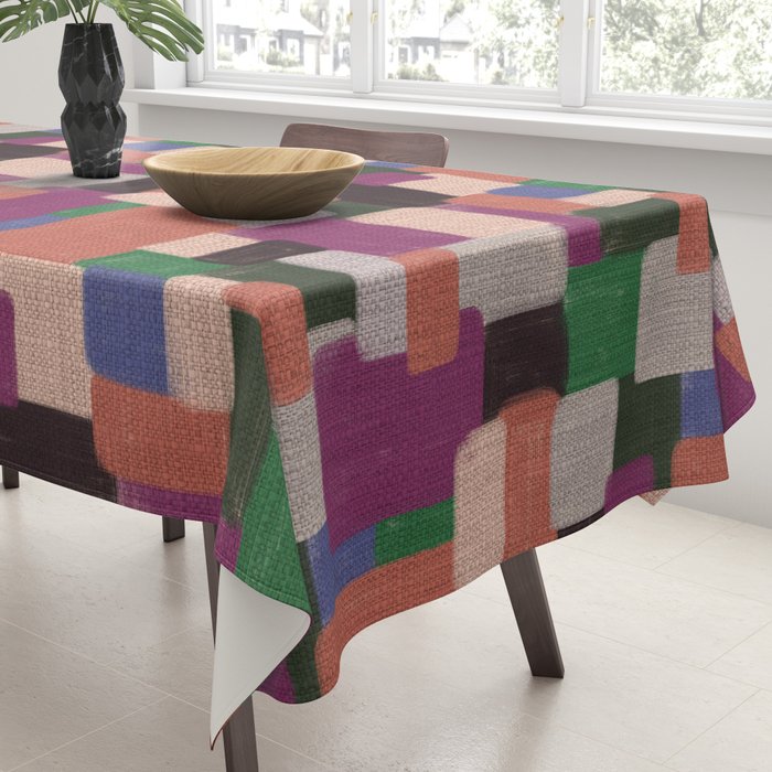 Woven Color Blocks - Modern Craft Texture Tablecloth Gallery Image 3