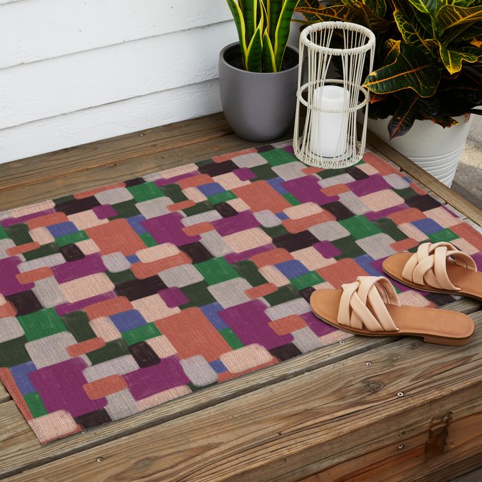 Woven Color Blocks - Modern Craft Texture Outdoor Rug Gallery Image 2
