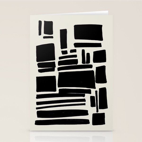 Black & White Minimalist Abstract Shapes Patterns Black Ink Painting Stationery Card Gallery Image 2