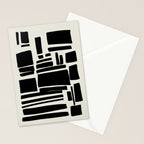 Black & White Minimalist Abstract Shapes Patterns Black Ink Painting Stationery Card Gallery Image 2