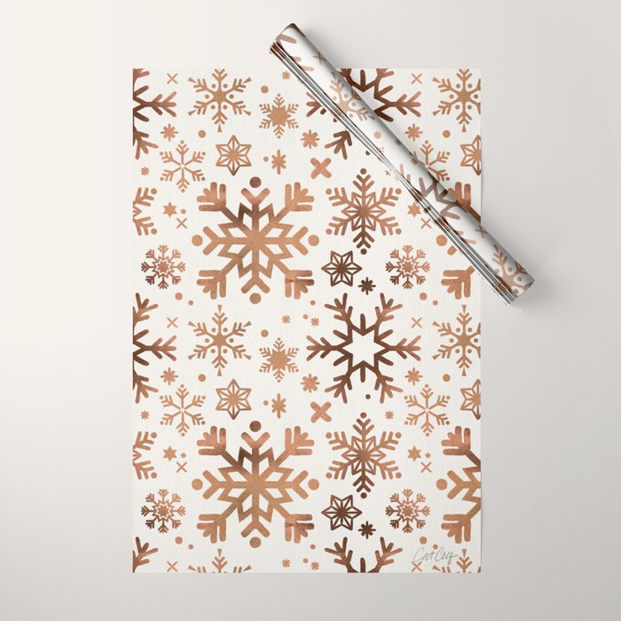 Snowflake Collection - Rose Gold Palette Wrapping Paper Gallery Image 1