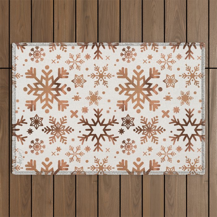 Snowflake Collection - Rose Gold Palette Outdoor Rug Gallery Image 1