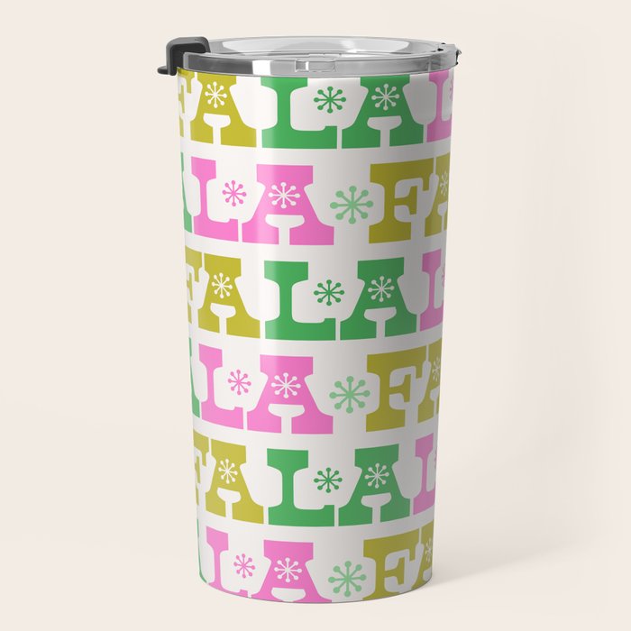 Fa La La- Pink & Green Travel Mug Gallery Image 3