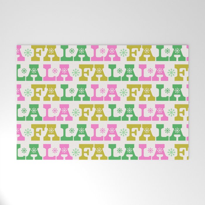 Fa La La- Pink & Green Welcome Mat Gallery Image 1