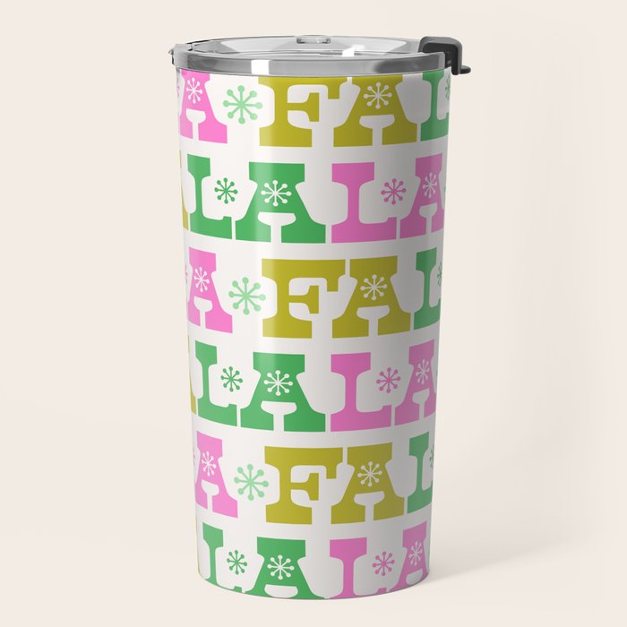 Fa La La- Pink & Green Travel Mug Gallery Image 2