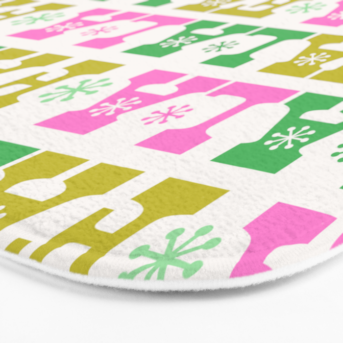 Fa La La- Pink & Green Bath Mat Gallery Image 3