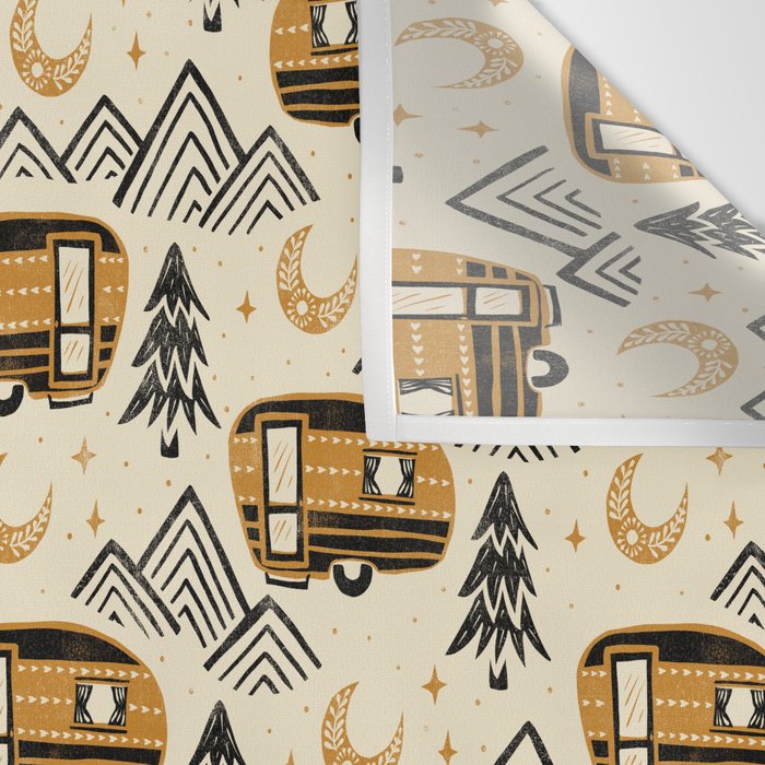 Little Camper - Cream, black, and gold Wall Tapestry Gallery Image 3