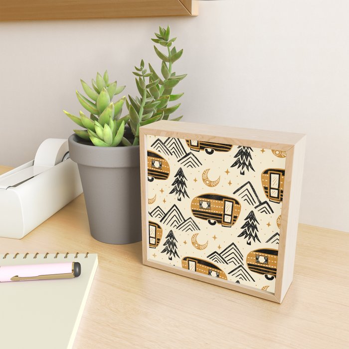 Little Camper - Cream, black, and gold Mini Art Print Gallery Image 2