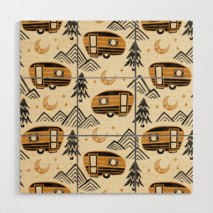 Little Camper - Cream, black, and gold Wood Wall Art Gallery Image 1