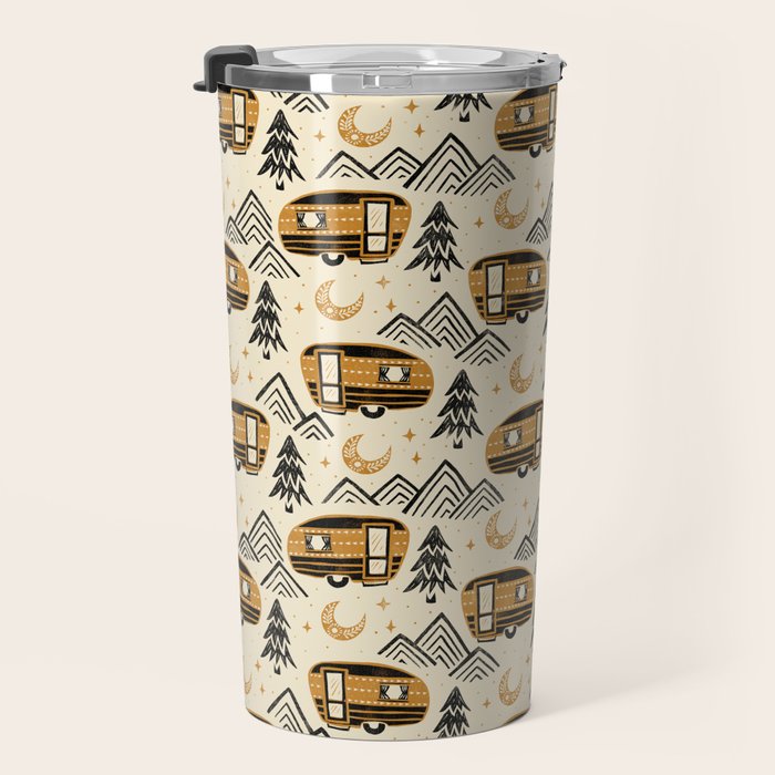Little Camper - Cream, black, and gold Travel Mug Gallery Image 3