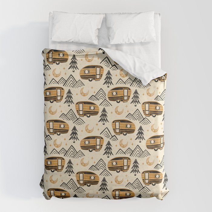 Little Camper - Cream, black, and gold Duvet Cover Gallery Image 6