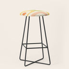 Mid-Century Modern Piquet Retro Minimalist Abstract Pattern Light Green Blush Orange Mustard Cream Stool Gallery Image 1