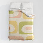 Mid-Century Modern Piquet Retro Minimalist Abstract Pattern Light Green Blush Orange Mustard Cream Duvet Cover Gallery Image 6