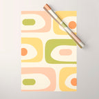 Mid-Century Modern Piquet Retro Minimalist Abstract Pattern Light Green Blush Orange Mustard Cream Wrapping Paper Gallery Image 1