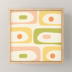 Mid-Century Modern Piquet Retro Minimalist Abstract Pattern Light Green Blush Orange Mustard Cream Mini Art Print Gallery Image 1
