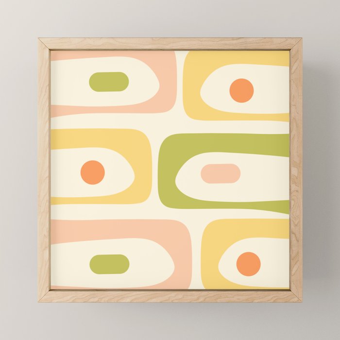 Mid-Century Modern Piquet Retro Minimalist Abstract Pattern Light Green Blush Orange Mustard Cream Mini Art Print Gallery Image 1