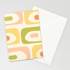 Mid-Century Modern Piquet Retro Minimalist Abstract Pattern Light Green Blush Orange Mustard Cream Stationery Card Gallery Image 2