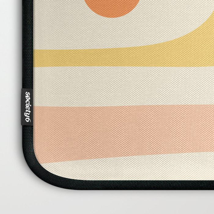 Mid-Century Modern Piquet Retro Minimalist Abstract Pattern Light Green Blush Orange Mustard Cream Laptop Sleeve Gallery Image 3