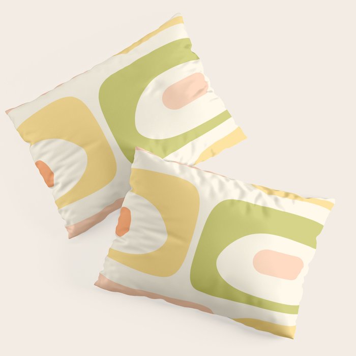 Mid-Century Modern Piquet Retro Minimalist Abstract Pattern Light Green Blush Orange Mustard Cream Pillow Sham Gallery Image 3