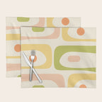 Mid-Century Modern Piquet Retro Minimalist Abstract Pattern Light Green Blush Orange Mustard Cream Placemat Gallery Image 1