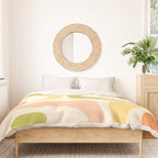 Mid-Century Modern Piquet Retro Minimalist Abstract Pattern Light Green Blush Orange Mustard Cream Duvet Cover Gallery Image 3