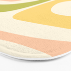 Mid-Century Modern Piquet Retro Minimalist Abstract Pattern Light Green Blush Orange Mustard Cream Bath Mat Gallery Image 3