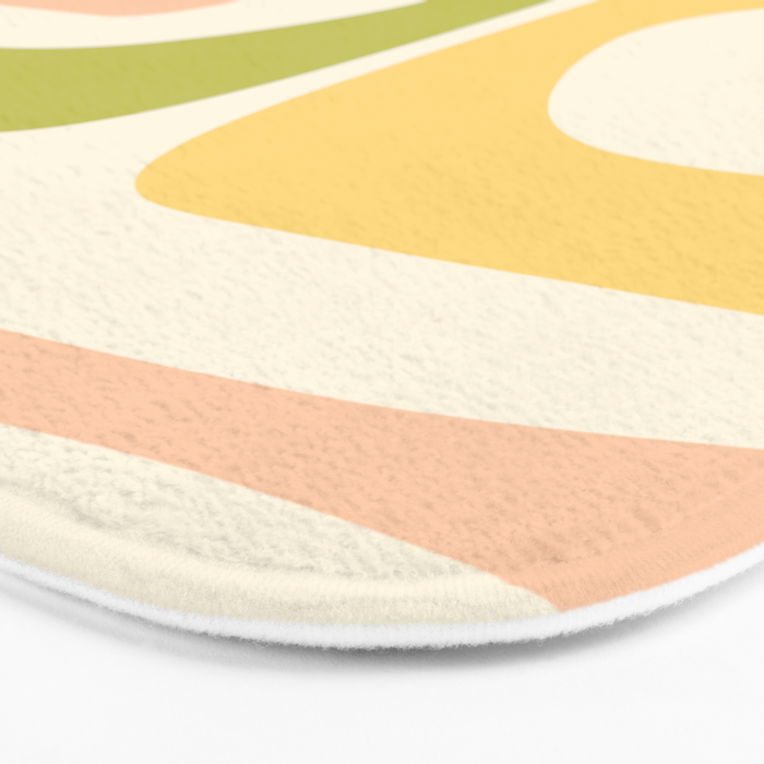 Mid-Century Modern Piquet Retro Minimalist Abstract Pattern Light Green Blush Orange Mustard Cream Bath Mat Gallery Image 3