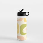 Mid-Century Modern Piquet Retro Minimalist Abstract Pattern Light Green Blush Orange Mustard Cream Water Bottle Gallery Image 1
