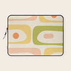Mid-Century Modern Piquet Retro Minimalist Abstract Pattern Light Green Blush Orange Mustard Cream Laptop Sleeve Gallery Image 1
