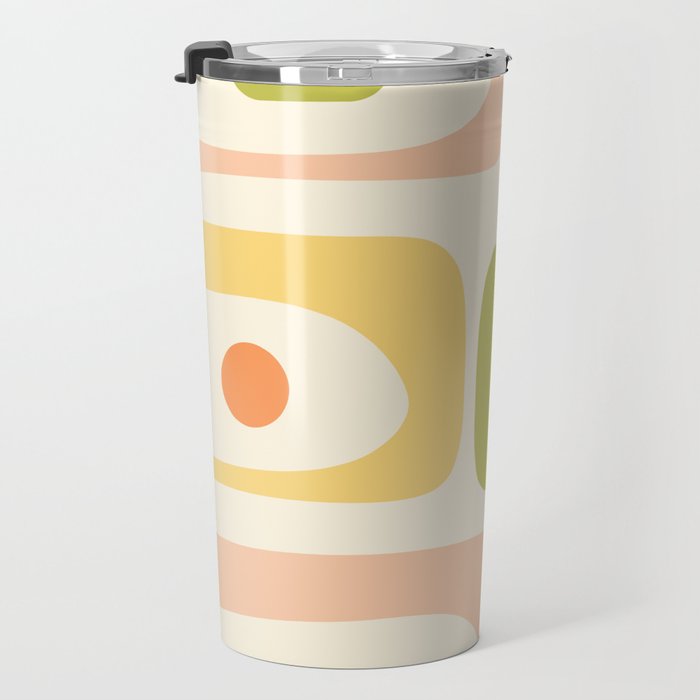 Mid-Century Modern Piquet Retro Minimalist Abstract Pattern Light Green Blush Orange Mustard Cream Travel Mug Gallery Image 3
