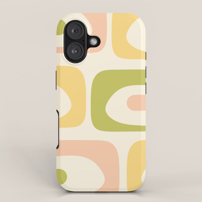 Mid-Century Modern Piquet Retro Minimalist Abstract Pattern Light Green Blush Orange Mustard Cream iPhone Case Gallery Image 1