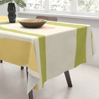 Mid-Century Modern Piquet Retro Minimalist Abstract Pattern Light Green Blush Orange Mustard Cream Tablecloth Gallery Image 3