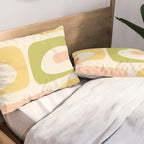 Mid-Century Modern Piquet Retro Minimalist Abstract Pattern Light Green Blush Orange Mustard Cream Pillow Sham Gallery Image 2