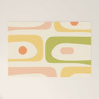 Mid-Century Modern Piquet Retro Minimalist Abstract Pattern Light Green Blush Orange Mustard Cream Welcome Mat Gallery Image 1