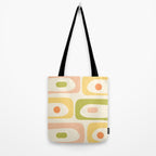 Mid-Century Modern Piquet Retro Minimalist Abstract Pattern Light Green Blush Orange Mustard Cream Tote Bag Gallery Image 2