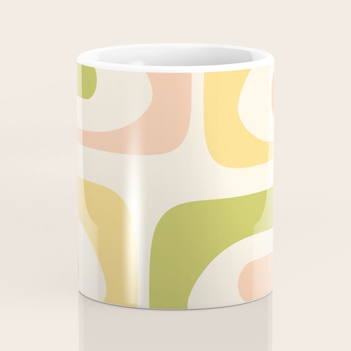 Mid-Century Modern Piquet Retro Minimalist Abstract Pattern Light Green Blush Orange Mustard Cream Coffee Mug Gallery Image 4