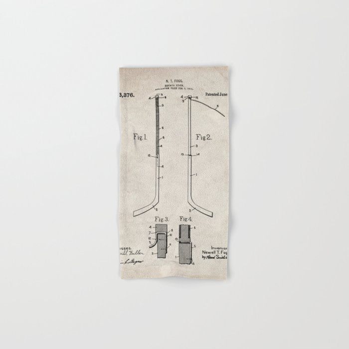 Ice Hockey Stick Patent - Ice Hockey Art - Antique Towels Gallery Image 1