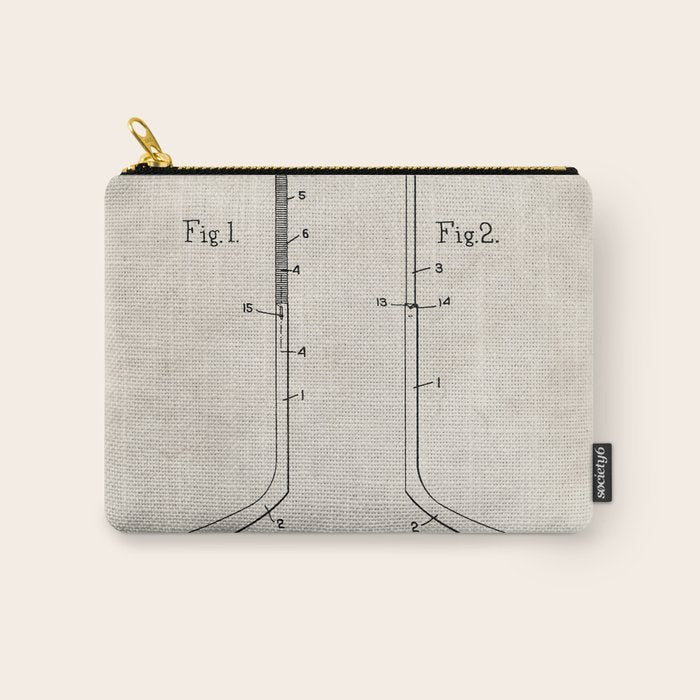 Ice Hockey Stick Patent - Ice Hockey Art - Antique Carry All Pouch Gallery Image 1
